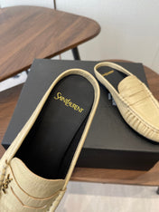 YSL 26S LOAFER MULES IN BEIGE CALFSKIN