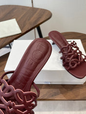 LOEWE 26S HIGH HEEL SANDALS IN WINE RED CALFSKIN