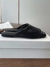THE ROW 26S MULE SANDALS IN BLACK CALFSKIN