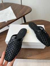 THE ROW 26S MULE SANDALS IN BLACK CALFSKIN