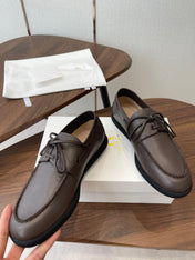 THE ROW 26S LOAFERS IN DARK BROWN CALFSKIN