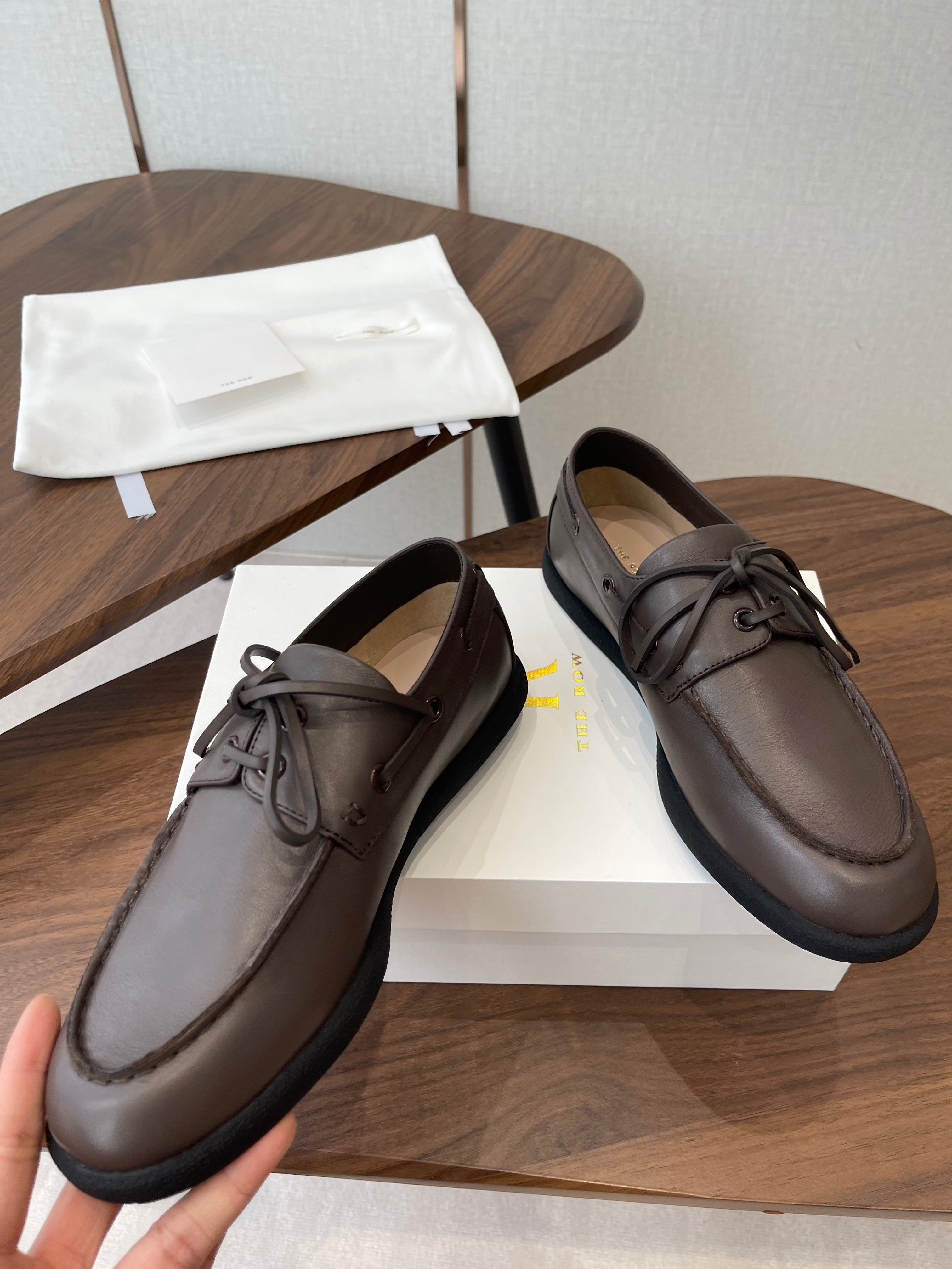 THE ROW 26S LOAFERS IN DARK BROWN CALFSKIN
