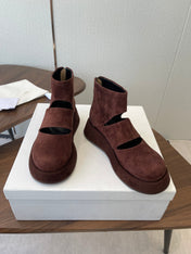 THE ROW 26S PLATFORM MARY JANE IN CHOCOLATE BROWN SUEDE