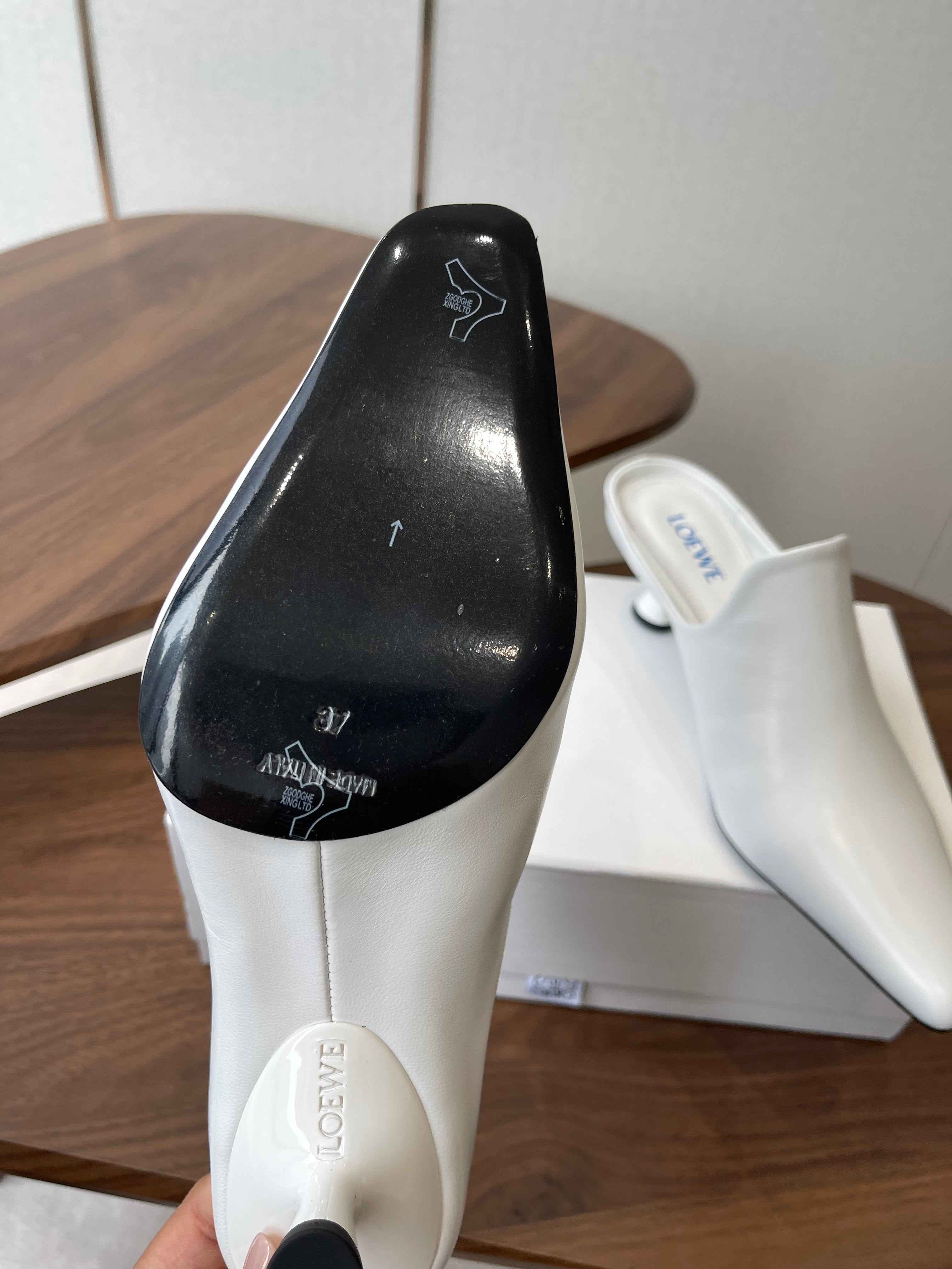 LOEWE 26S EMILY MULE 55MM IN WHITE CALFSKIN