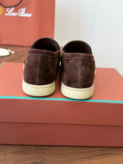 LP 26S LOAFERS IN DARK BROWN SUEDE & FABRIC GOLD HARDWARE