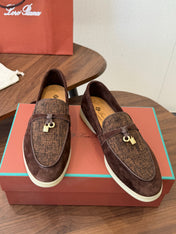 LP 26S LOAFERS IN DARK BROWN SUEDE & FABRIC GOLD HARDWARE