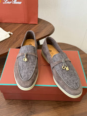 LP 26S LOAFERS IN BROWN SUEDE & FABRIC GOLD HARDWARE