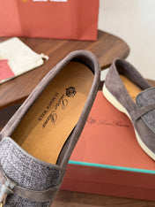 LP 26S LOAFERS IN BROWN SUEDE & FABRIC GOLD HARDWARE