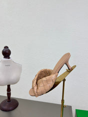 BLINK HIGH 5 CM MULE IN BUFF BEIGE INTRECCIATO LEATHER