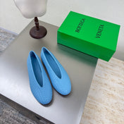 BOTTEGA VENETA 26S BALLET FLATS IN BLUE WOVEN LAMBSKIN