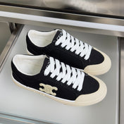 CELINE 26S LACE-UP SNEAKERS IN BLACK CANVAS