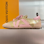 LV 26S SNEAKERINA SNEAKERS IN GOLD PINK CALFSKIN AND SUEDE
