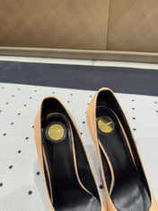 NORMA PUMPS IN BISQUE GLOSSY SHEEPSKIN