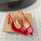 GIANVITO ROSSI 26S HIGH-HEEL SLINGBACKS 85 MM IN RED VELVET