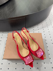 GIANVITO ROSSI 26S HIGH-HEEL SLINGBACKS 85 MM IN RED VELVET