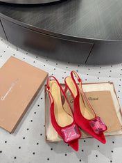 GIANVITO ROSSI 26S HIGH-HEEL SLINGBACKS 85 MM IN RED VELVET