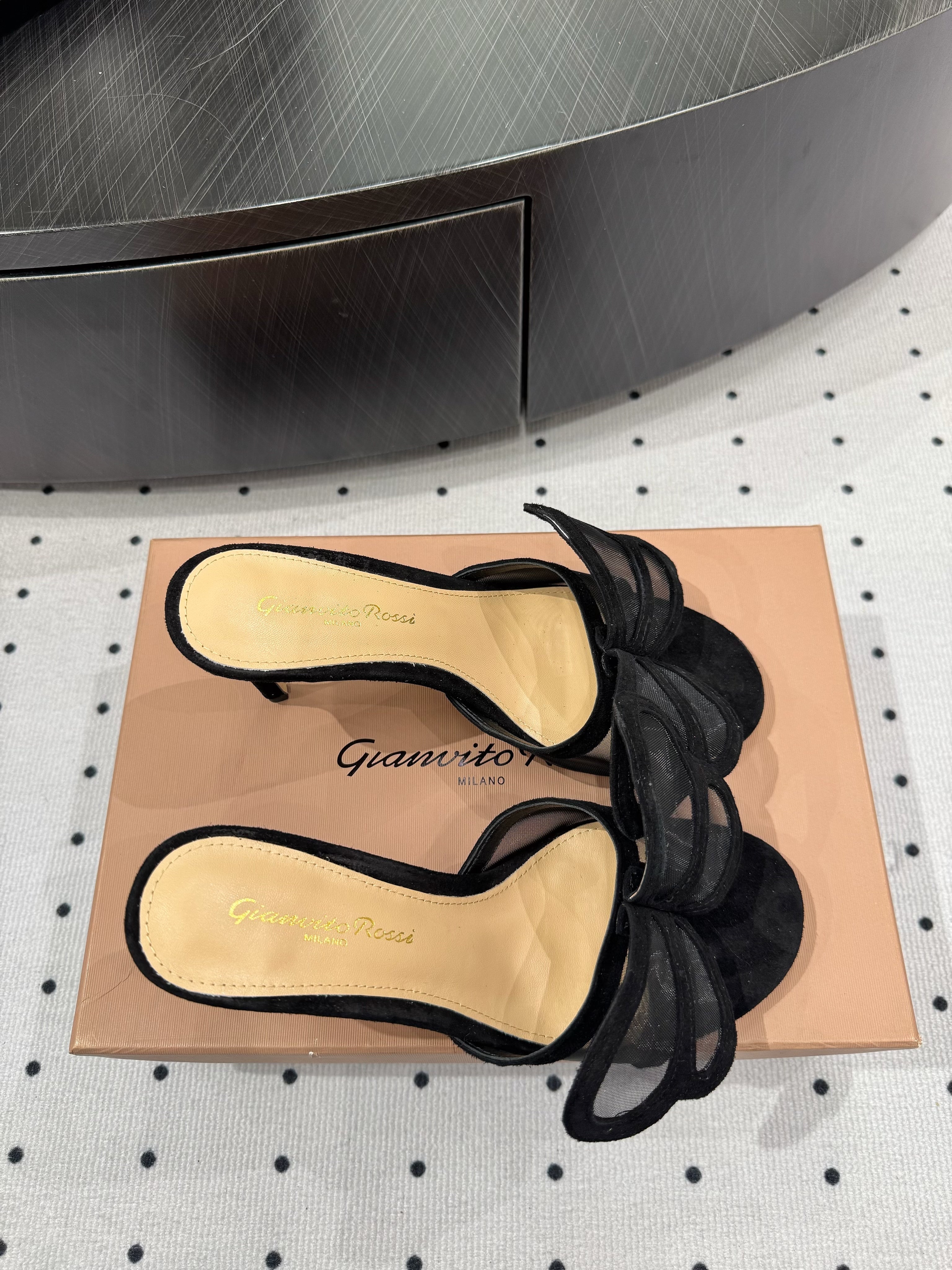 GIANVITO ROSSI 26S BUTTERFLY HIGH-HEEL SANDALS 80 MM IN BLACK SUEDE