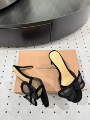 GIANVITO ROSSI 26S BUTTERFLY HIGH-HEEL SANDALS 80 MM IN BLACK SUEDE