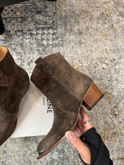 CELINE 26S ANKLE BOOTS 55 MM IN GRAYISH BROWN SUEDE