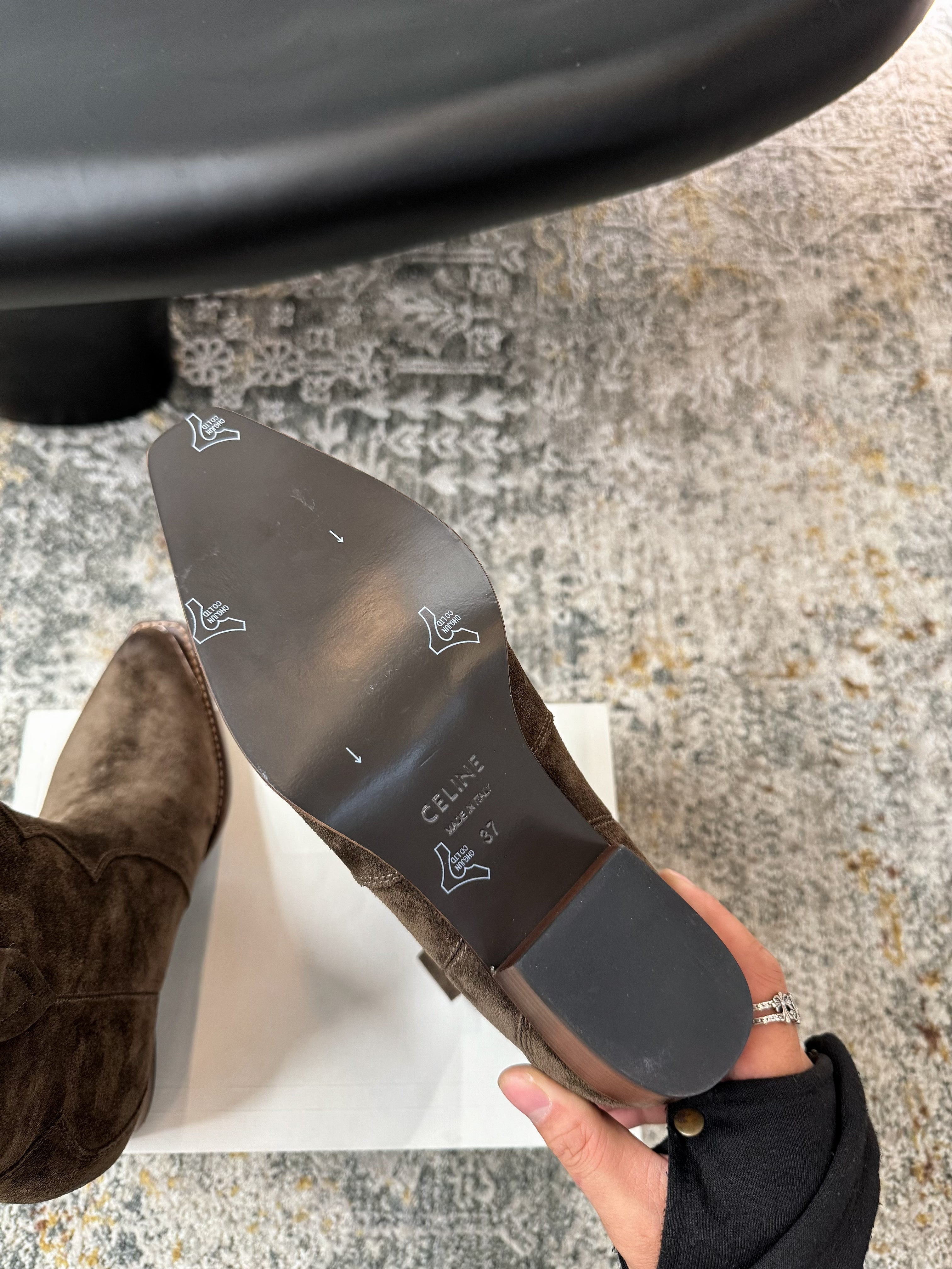 CELINE 26S ANKLE BOOTS 55 MM IN GRAYISH BROWN SUEDE