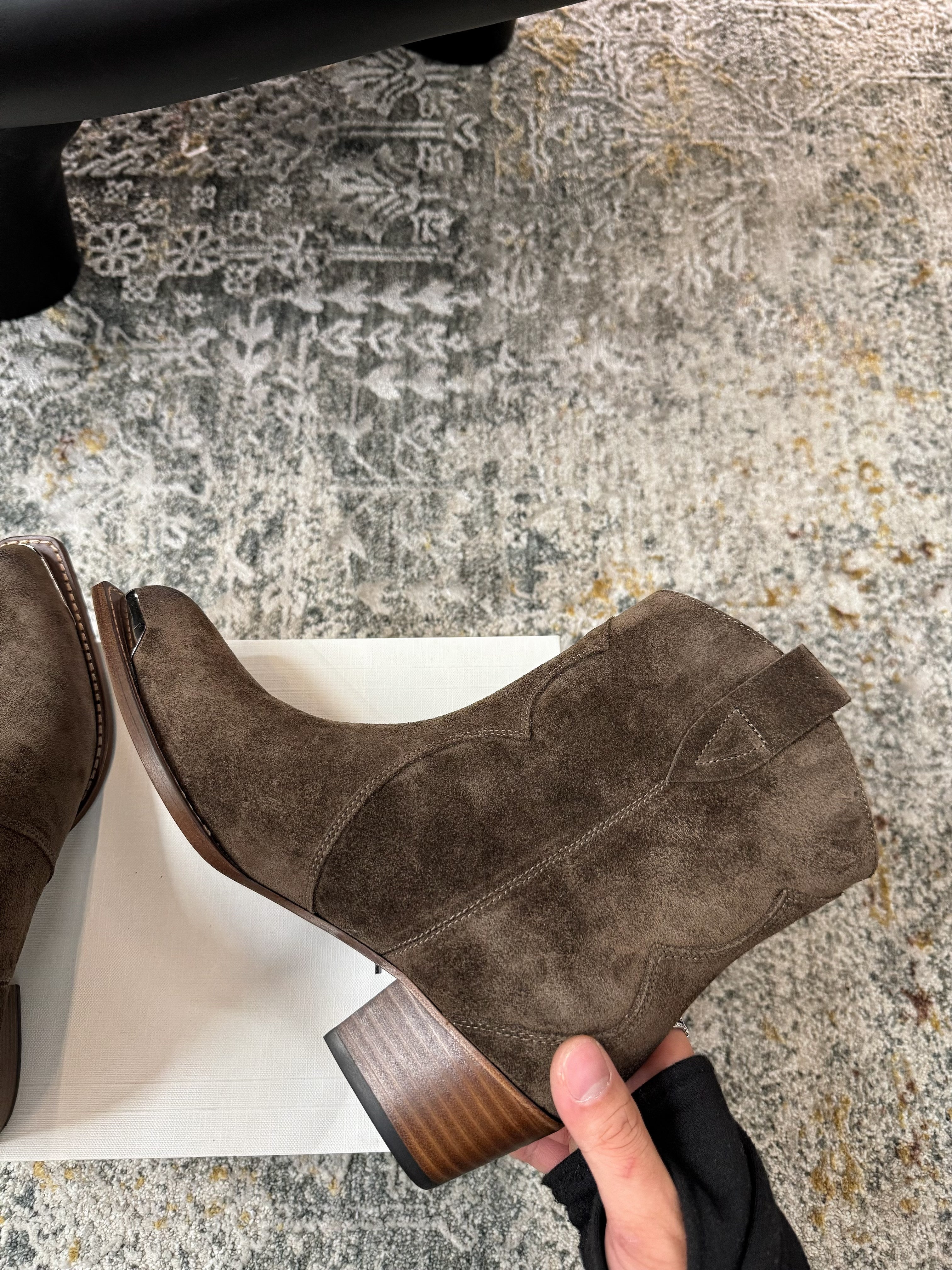 CELINE 26S ANKLE BOOTS 55 MM IN GRAYISH BROWN SUEDE