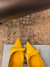 PRADA 25S SLINGBACK HIGH HEELS 75 MM IN YELLOW EMBOSSED COWHIDE
