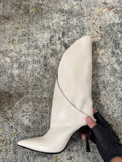 BALMAIN 26S BOOT 95 MM IN CREAM WHITE CALFSKIN