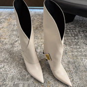 BALMAIN 26S BOOT 95 MM IN CREAM WHITE CALFSKIN