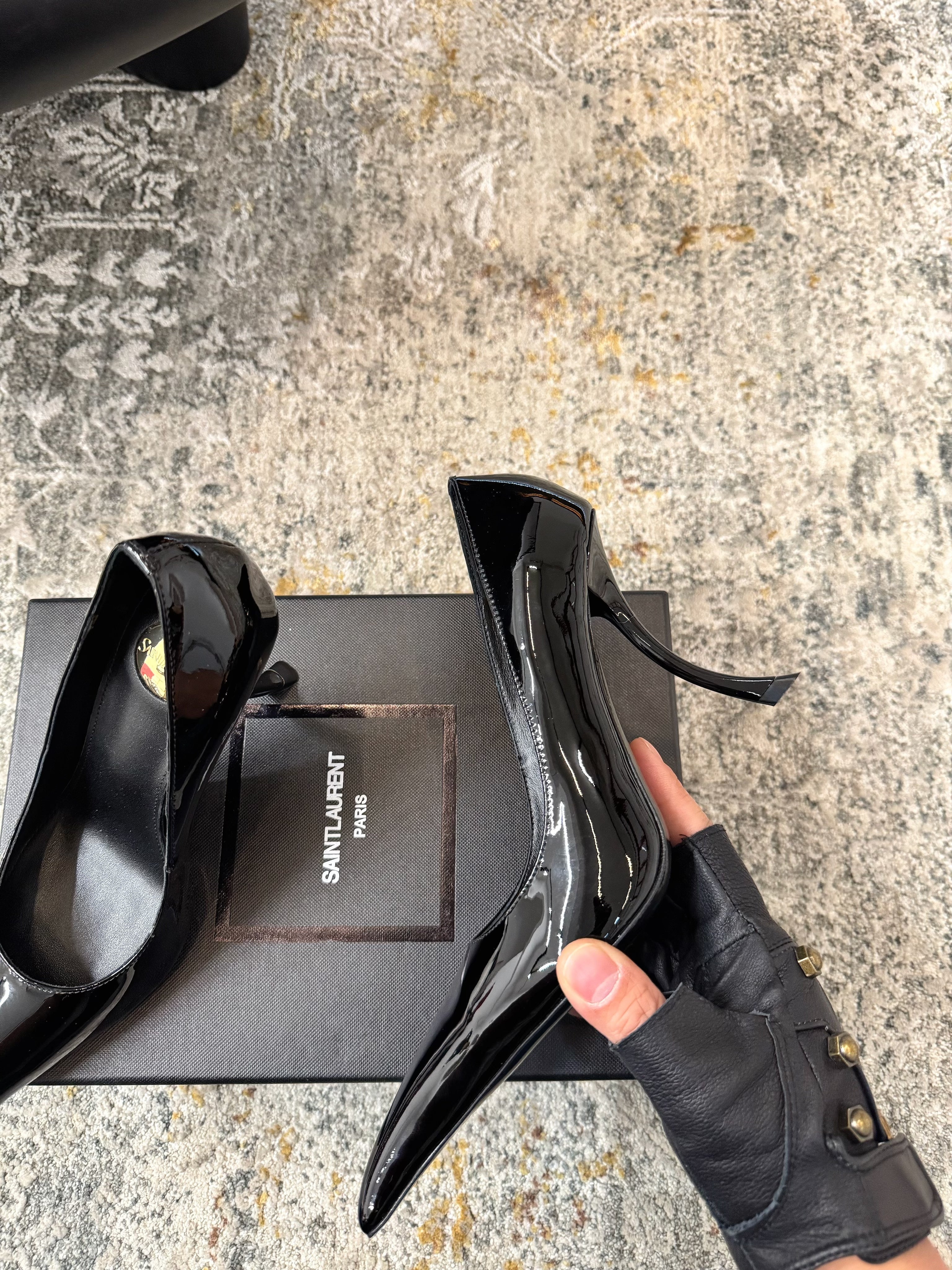 YSL 26S HEELED SHOES 110 MM IN BLACK GLOSSY CALFSKIN