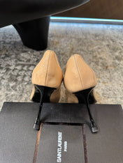 YSL 26S HEELED SHOES 110 MM IN WARM NUDE GLOSSY CALFSKIN