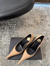 YSL 26S HEELED SHOES 110 MM IN WARM NUDE GLOSSY CALFSKIN