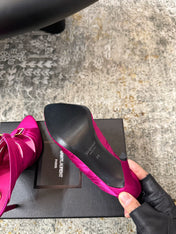 YSL 26S HEELED SANDALS 100 MM IN DARK PINK FABRIC