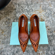 AQUAZZURA 26S HIGH HEELS 110 MM IN BROWN CALFSKIN