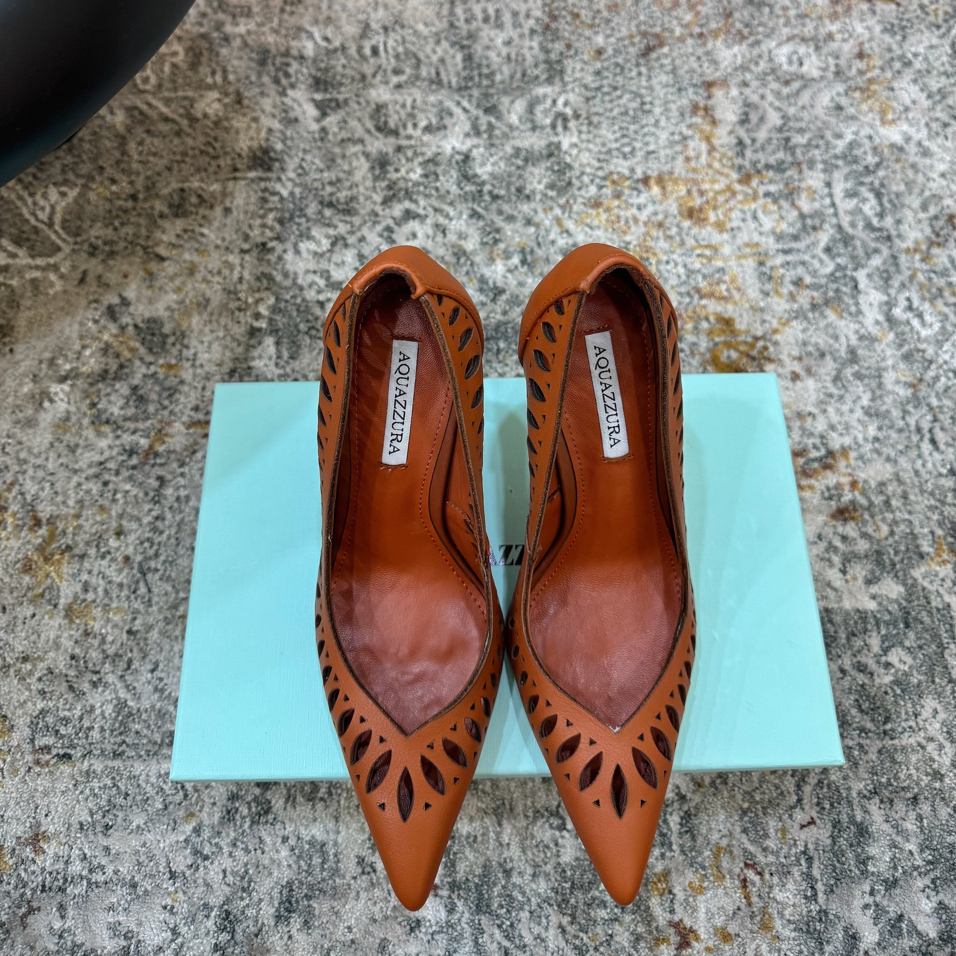 AQUAZZURA 26S HIGH HEELS 110 MM IN BROWN CALFSKIN