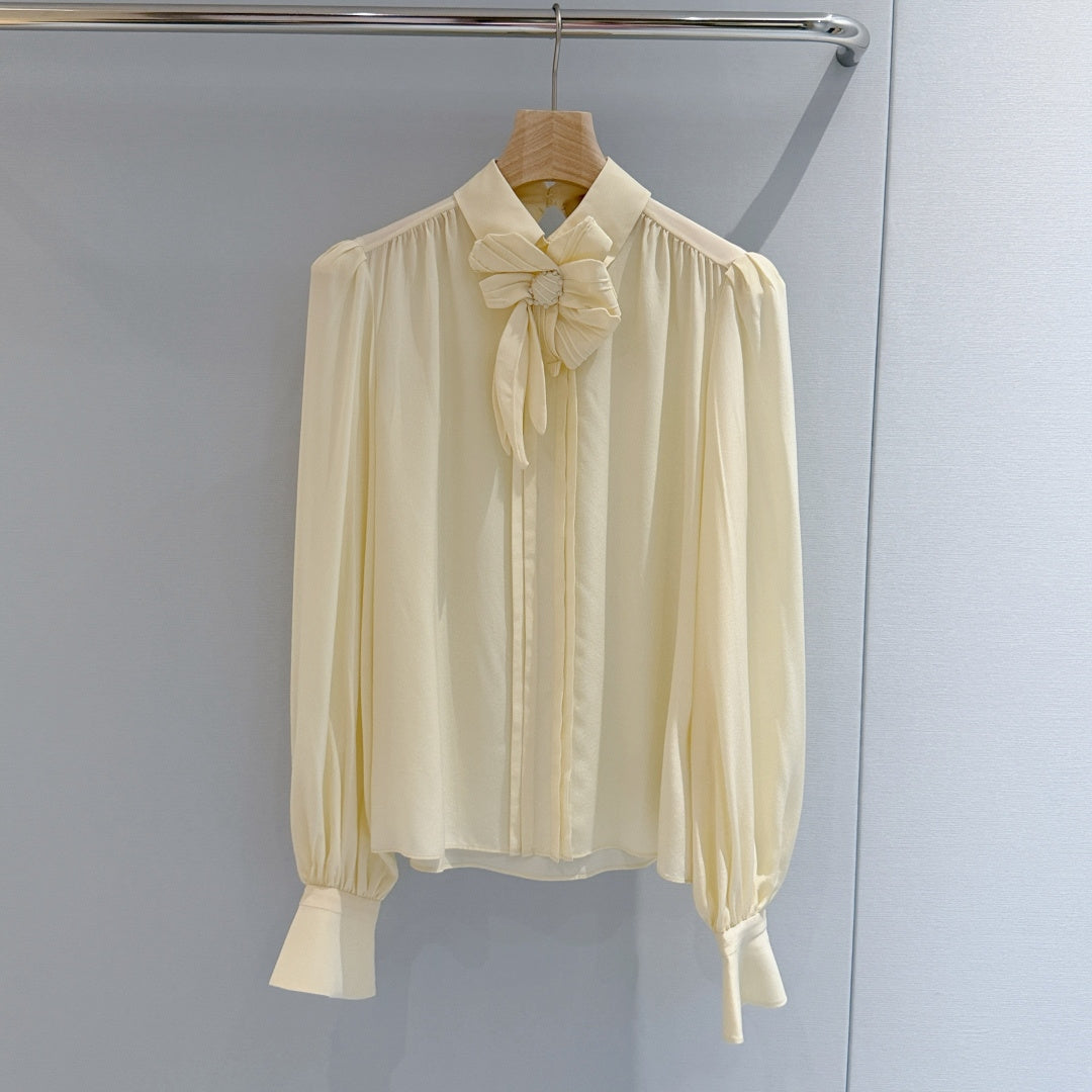 VALENTINO 26S BOW-DETAIL LONG-SLEEVE BLOUSE 368
