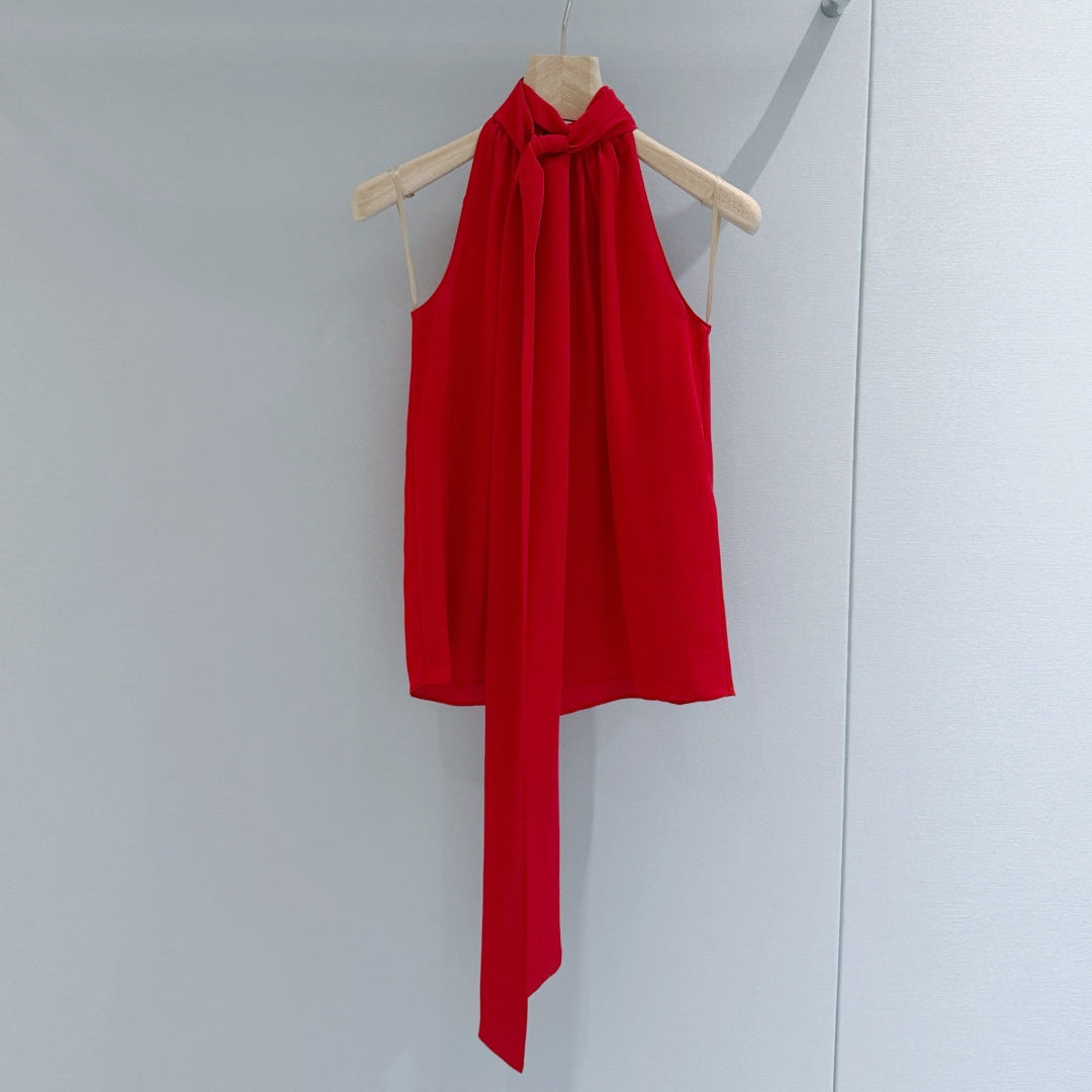VALENTINO 26S TIE-NECK SLEEVELESS BLOUSE 365