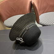 CHANEL 26S FLORAL-EMBELLISHED STRAW HAT 337940