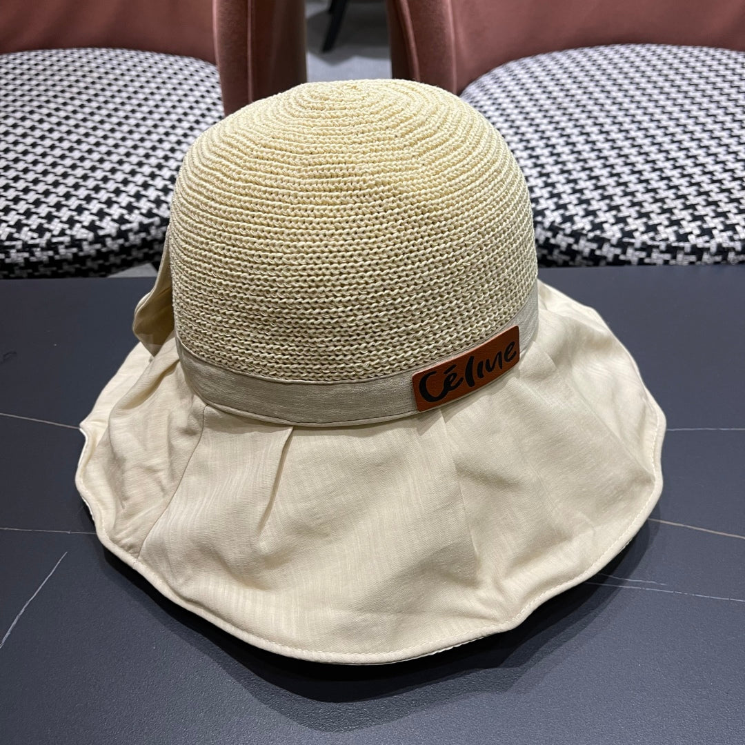 WIDE BRIM HAT MODEL 651948 IN BEIGE MESH FABRIC