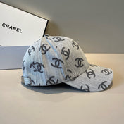 CHANEL 26S PATTERNED DENIM BASEBALL CAP 337794