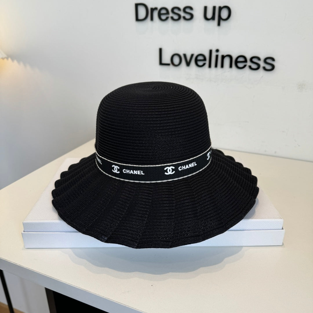 CHANEL 26S WIDE-BRIM HAT WITH LOGO BAND 337954