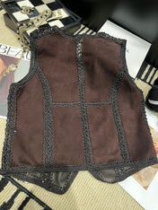 VALENTINO 26S CROCHET-TRIM SUEDE VEST 337