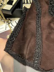VALENTINO 26S CROCHET-TRIM SUEDE VEST 337