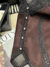 VALENTINO 26S CROCHET-TRIM SUEDE VEST 337