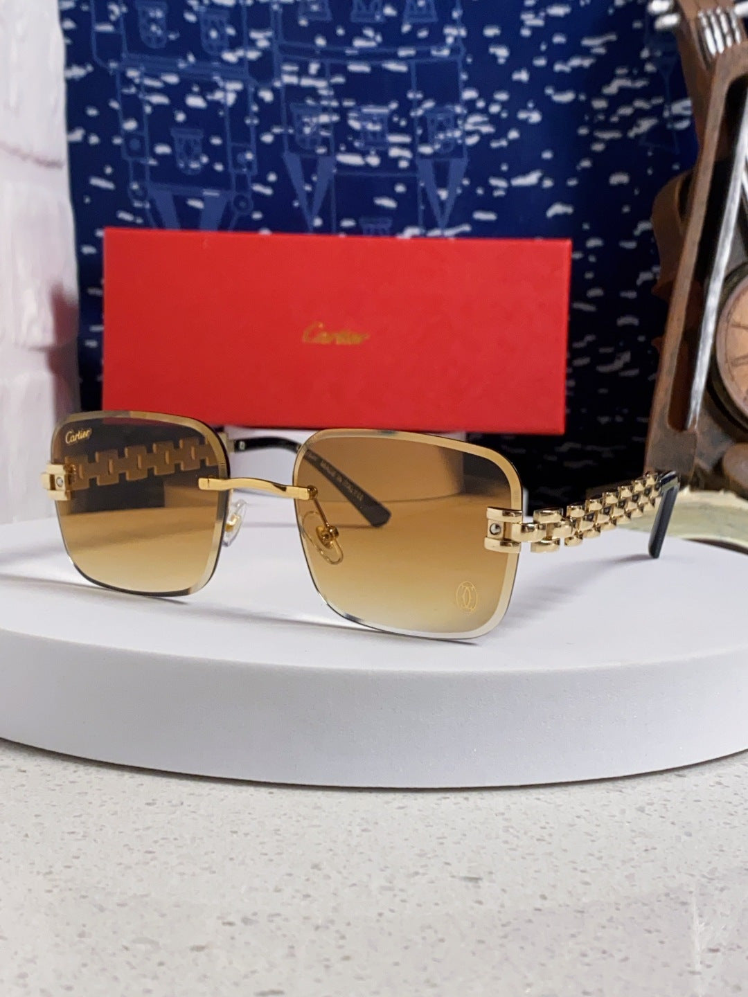 CARTIER 26S RIMLESS RECTANGULAR FRAME IN METAL 436034