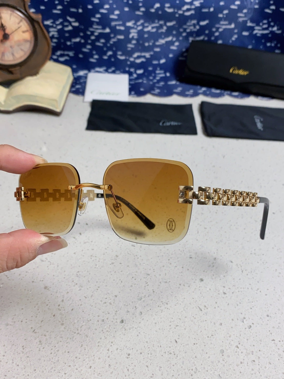 CARTIER 26S RIMLESS RECTANGULAR FRAME IN METAL 436034