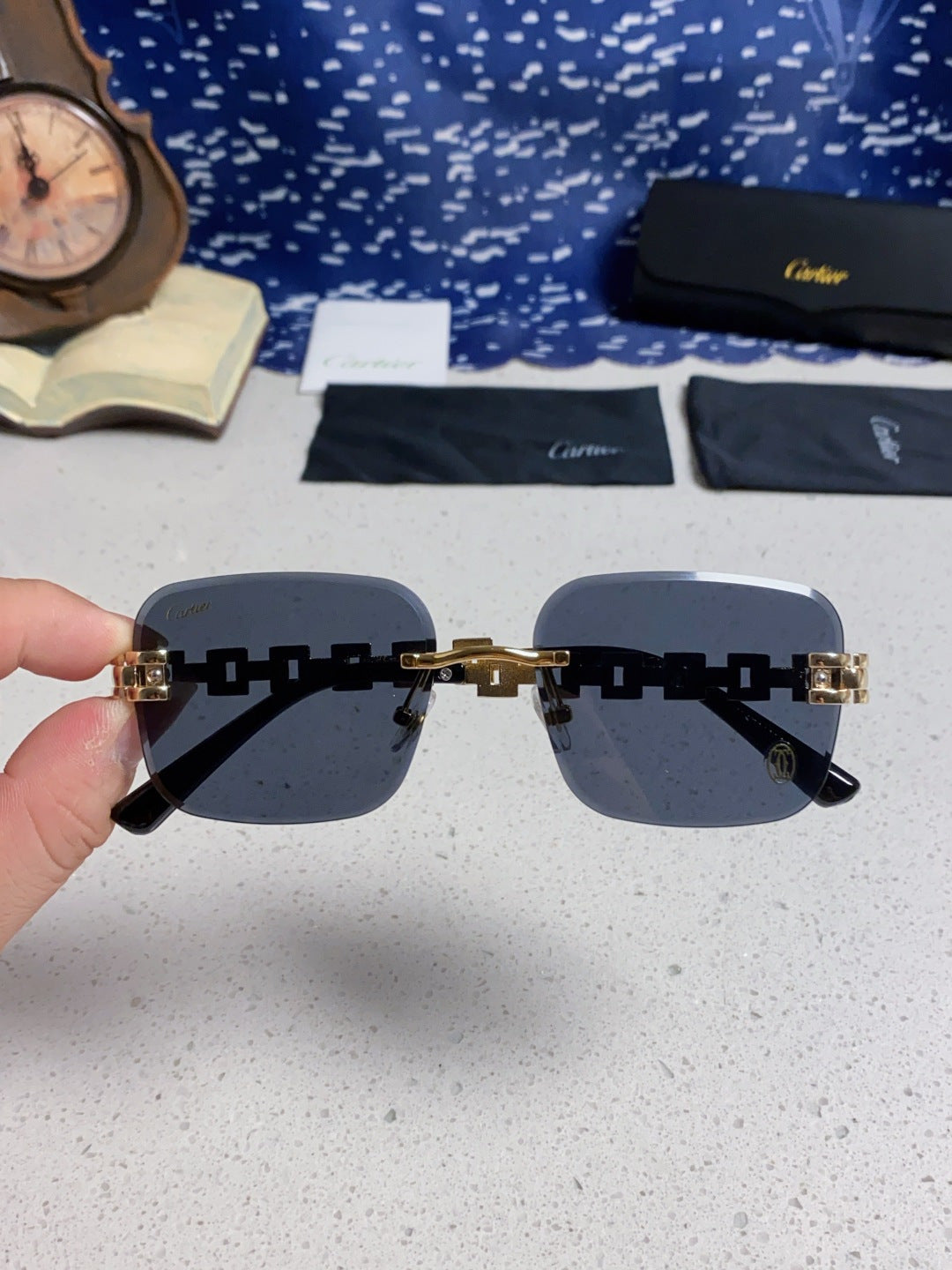 CARTIER 26S RIMLESS RECTANGULAR FRAME IN METAL 436036