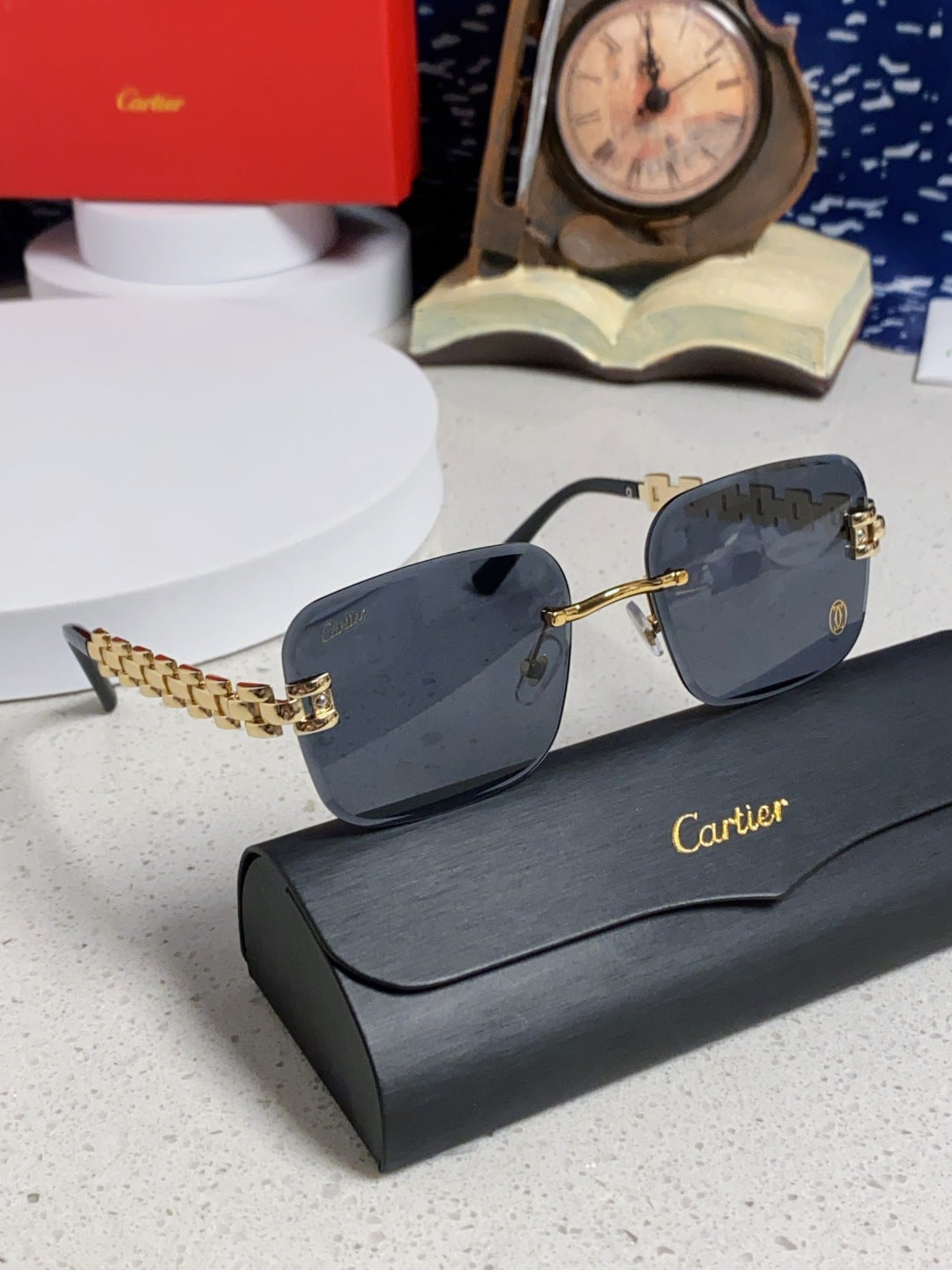 CARTIER 26S RIMLESS RECTANGULAR FRAME IN METAL 436036