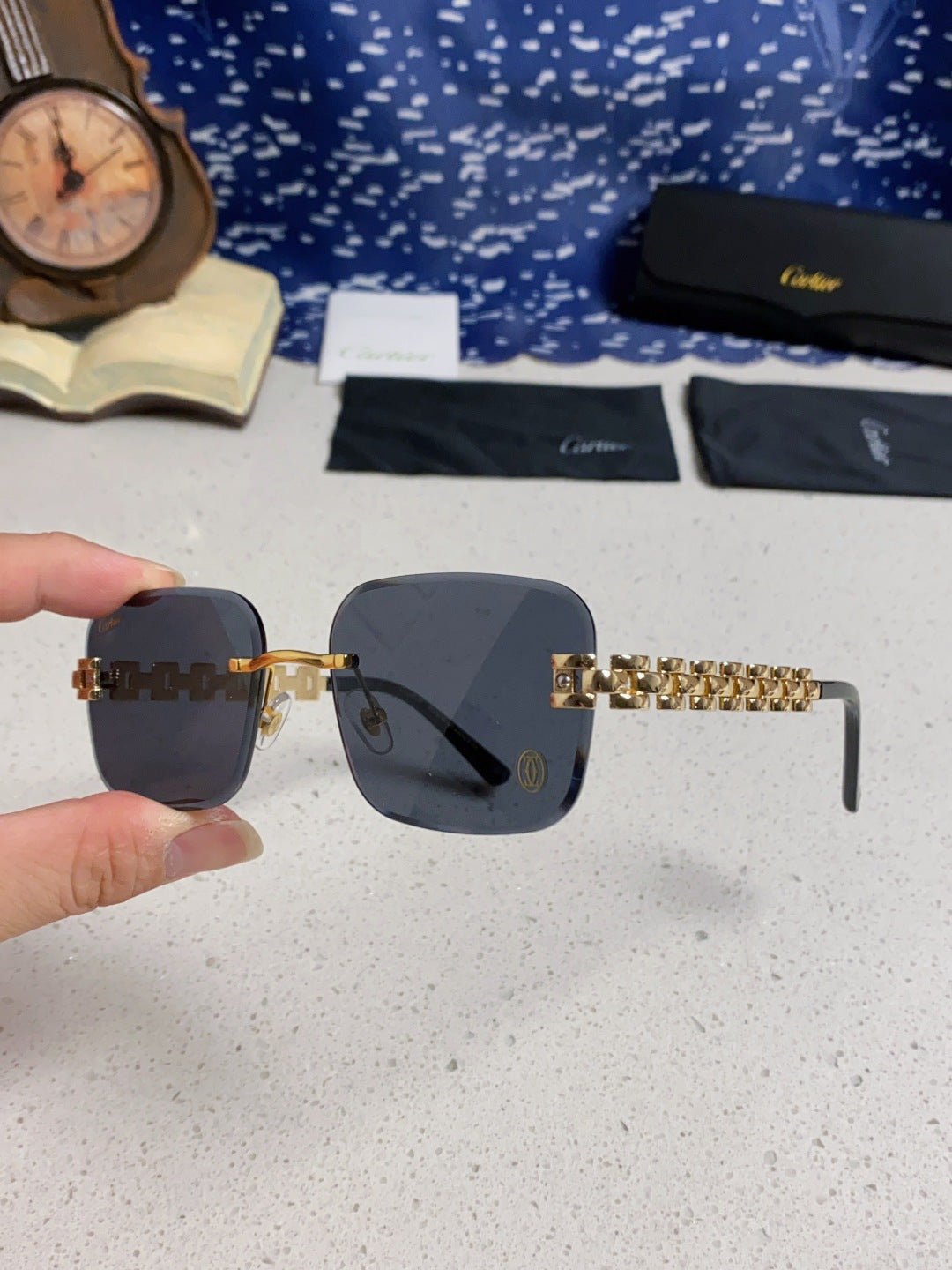 CARTIER 26S RIMLESS RECTANGULAR FRAME IN METAL 436036