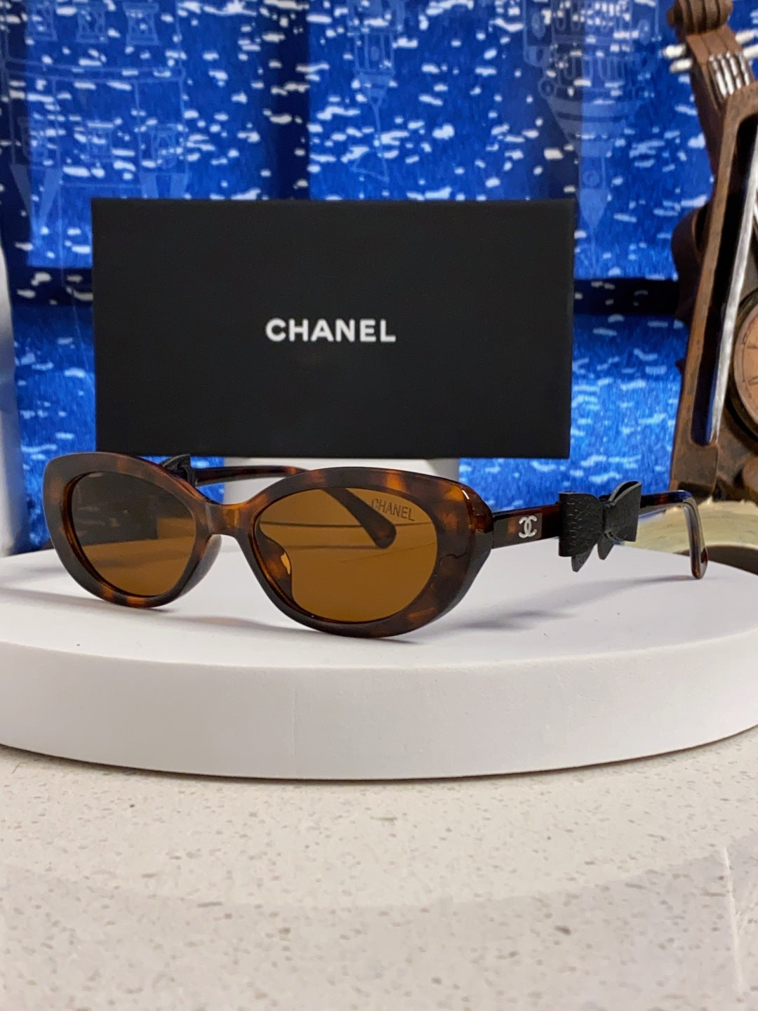 CHANEL 26S SLIM OVAL FRAME IN BROWN ACETATE 404787