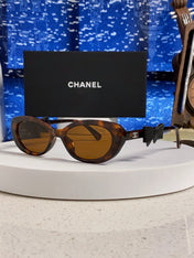 CHANEL 26S SLIM OVAL FRAME IN BROWN ACETATE 404787